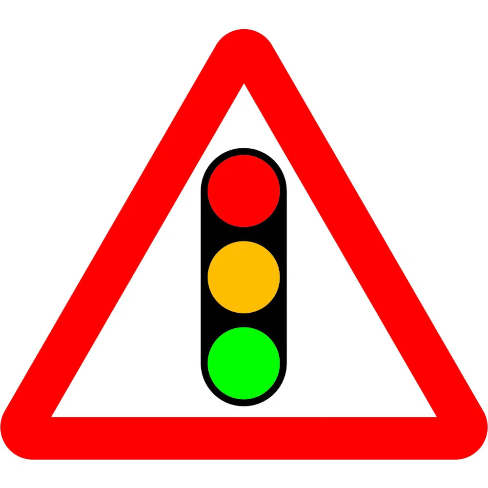 750mm Traffic Signals Ahead - Black Plastic Sign