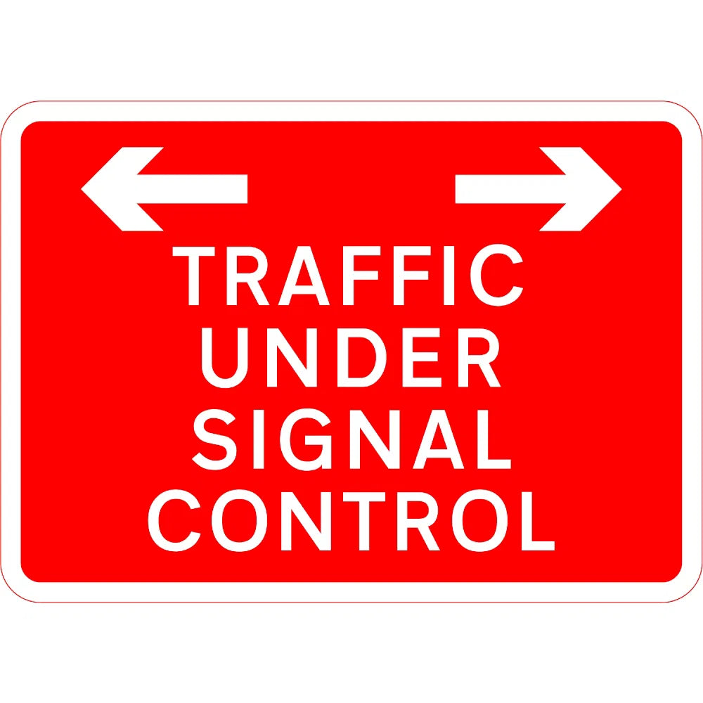 1050 x 750mm Traffic Under Signal Control (Arrows) - Black Plastic Sign