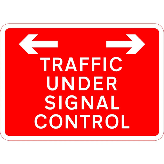 1050 x 750mm Traffic Under Signal Control (Arrows) - Black Plastic Sign