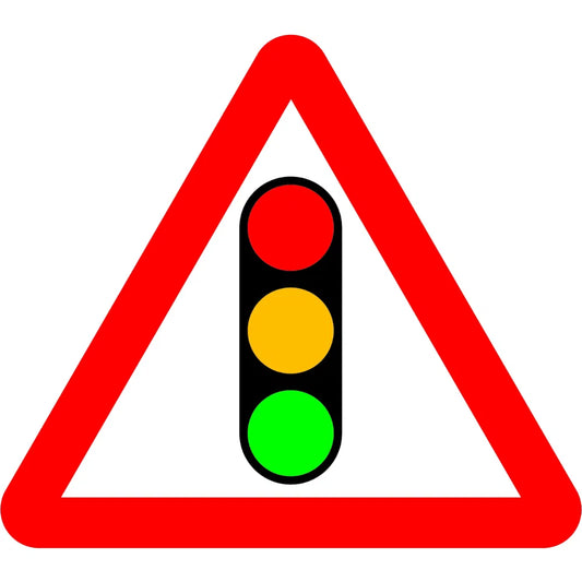 750mm Traffic Signals Ahead - Black Plastic Sign
