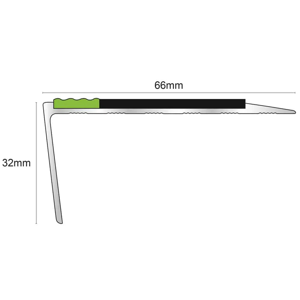 66x32mm Aluminium Non Slip Stair Nosing Edge Trim 