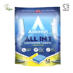 Astonish All-in-One Dishwasher Tablets - Pack of 42 | Powerful Cleaning for Sparkling Dishes