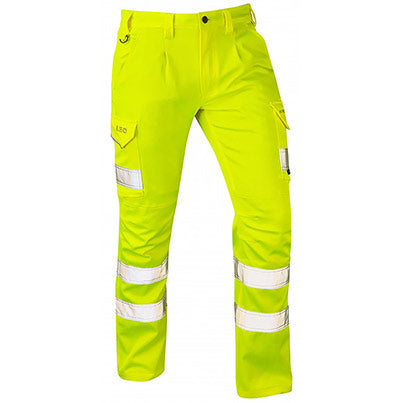 EcoViz Kingford Men’s Yellow Hi-Vis Cargo Trousers with Kneepad Pockets