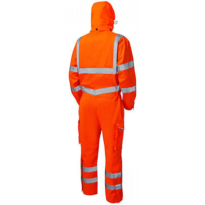 Leo EcoViz Watertown Men’s Orange Waterproof Hi-Vis Overalls
