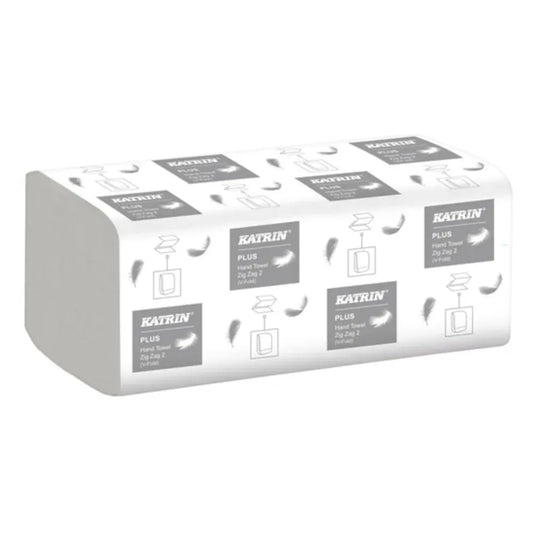 Katrin Plus Zig Zag 2-Ply Hand Towels Handy Pack - White - Pack of 4,000