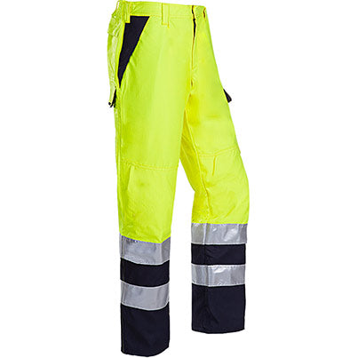 Matour Yellow/Navy Hi-Vis Arc-Flash Trousers with Kneepad Pockets