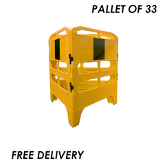 Melba 3 Panel Utility Barrier - Yellow - 750mm - Pallet of 33 | Versatile & Reflective Barrier