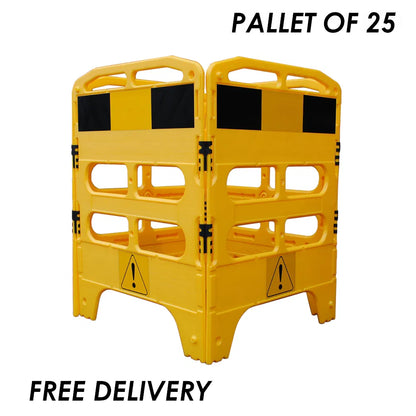 Melba 4 Panel Utility Barrier - Yellow - 750mm - Pallet of 25 | Durable & Stackable Barrier