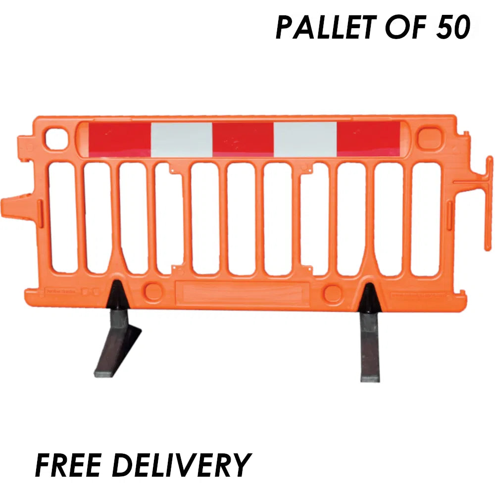 Oxford Construction Avalon Barrier - High-Visibility Standard Feet - Pallet of 50 - 2m