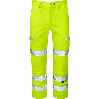 P346LDS Women’s Yellow Hi-Vis Cargo Trousers with Kneepad Pockets
