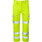 P346LDS Women’s Yellow Hi-Vis Cargo Trousers with Kneepad Pockets